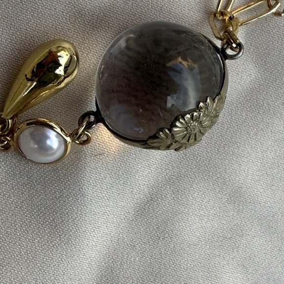 Sterling Silver Gold Wash Art Deco Pools Of Light Necklace & Earrings Set - Picture 4 of 4